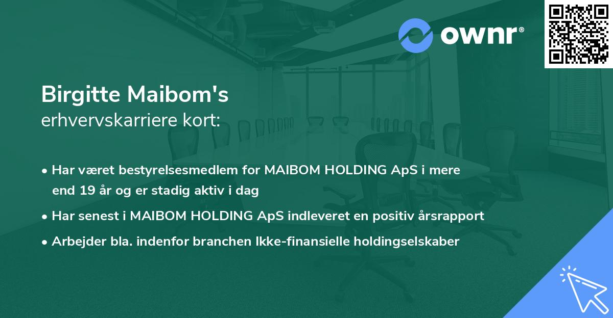 Birgitte Maibom's erhvervskarriere kort