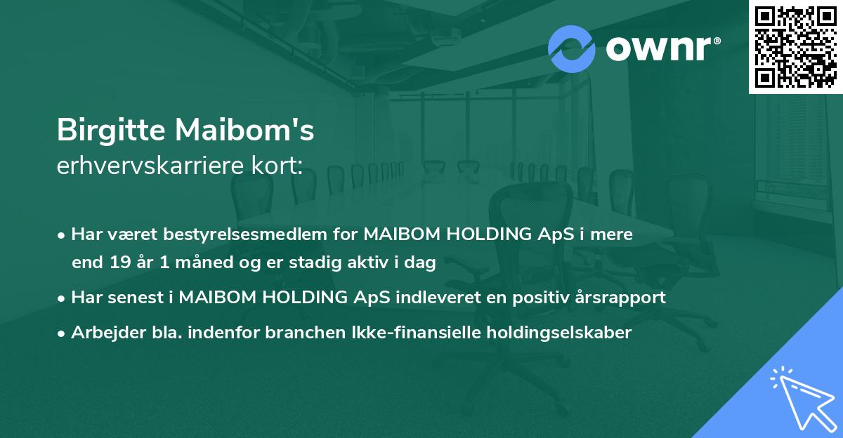 Birgitte Maibom's erhvervskarriere kort