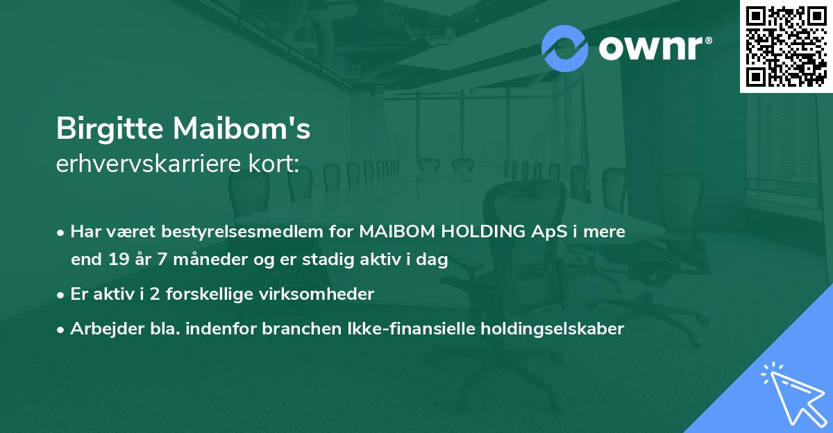 Birgitte Maibom's erhvervskarriere kort