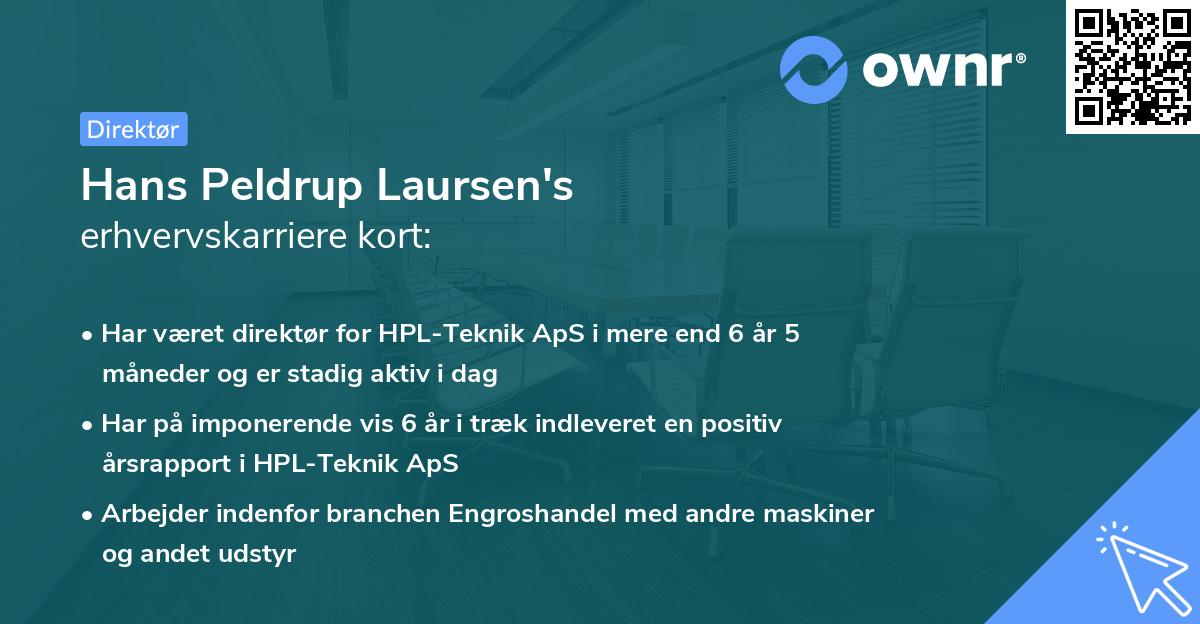 Hans Peldrup Laursen's erhvervskarriere kort