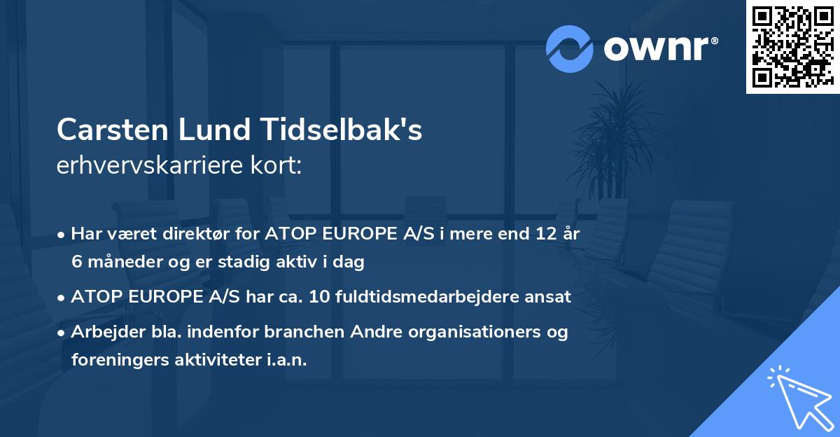 Carsten Lund Tidselbak's erhvervskarriere kort
