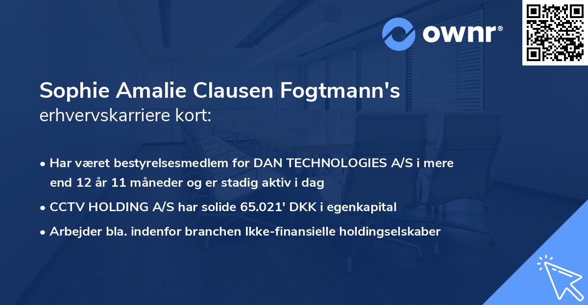 Sophie Amalie Clausen Fogtmann's erhvervskarriere kort
