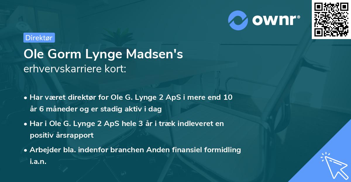 Ole Gorm Lynge Madsen's erhvervskarriere kort