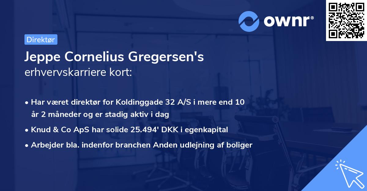 Jeppe Cornelius Gregersen's erhvervskarriere kort