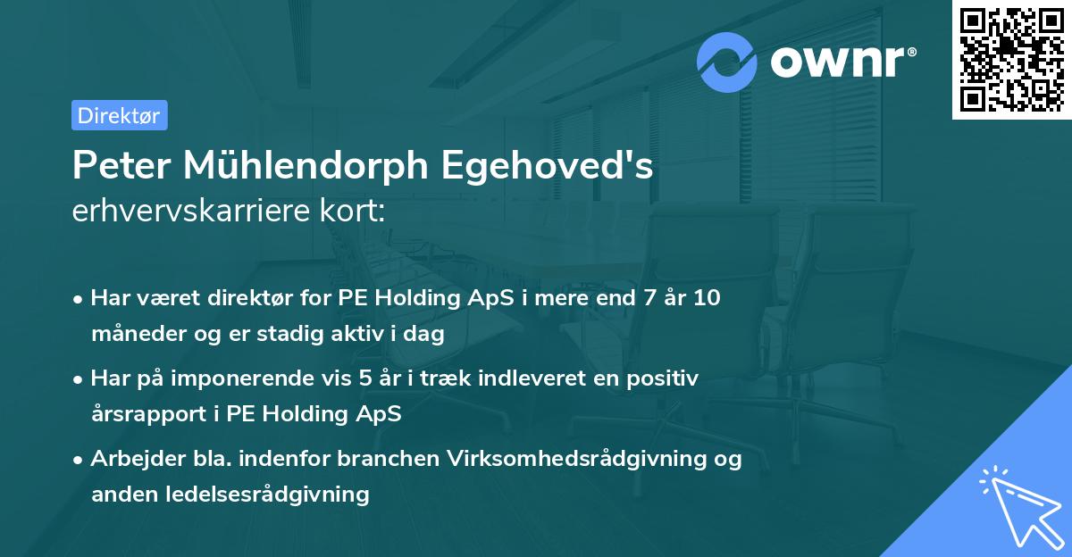 Peter Mühlendorph Egehoved's erhvervskarriere kort