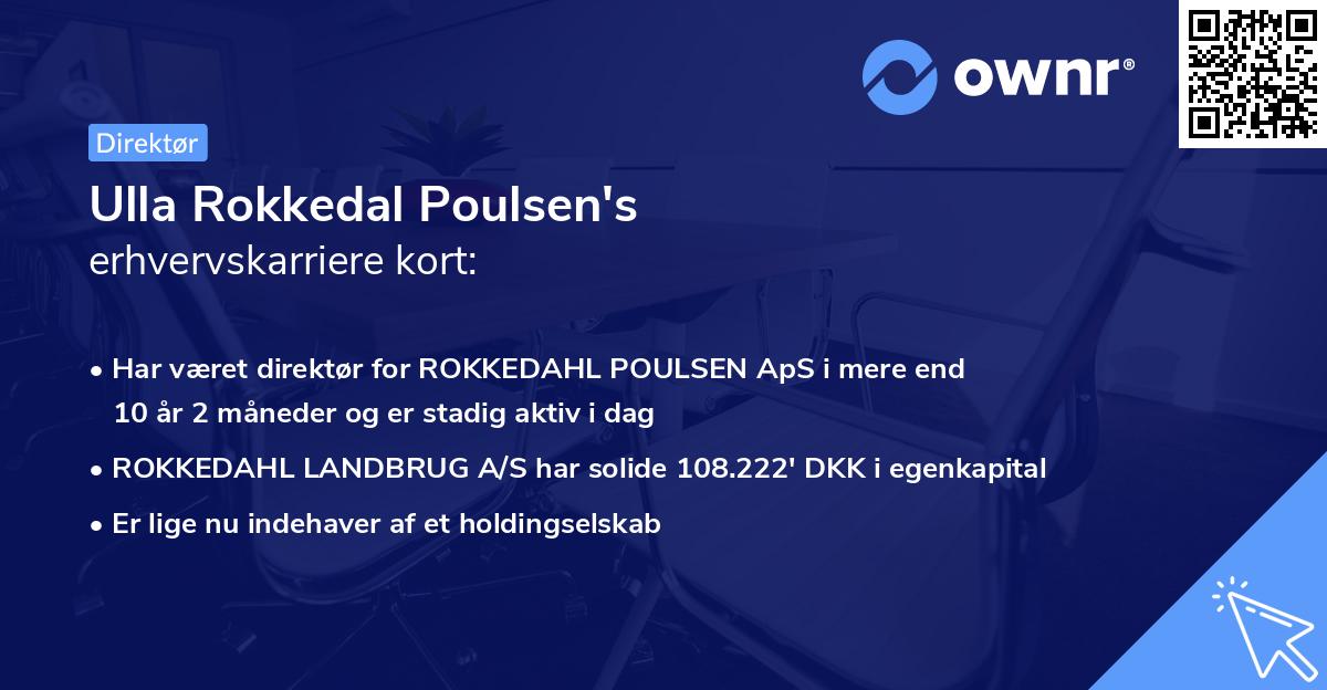 Ulla Rokkedal Poulsen's erhvervskarriere kort