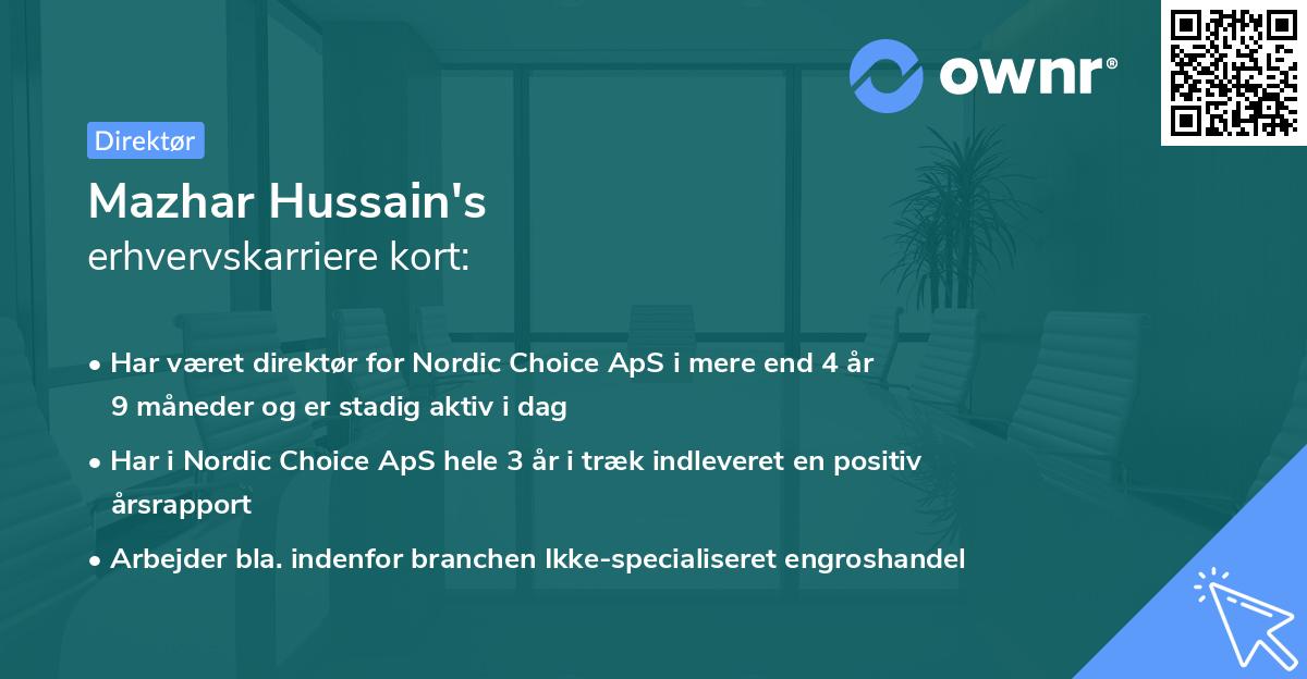 Mazhar Hussain's erhvervskarriere kort