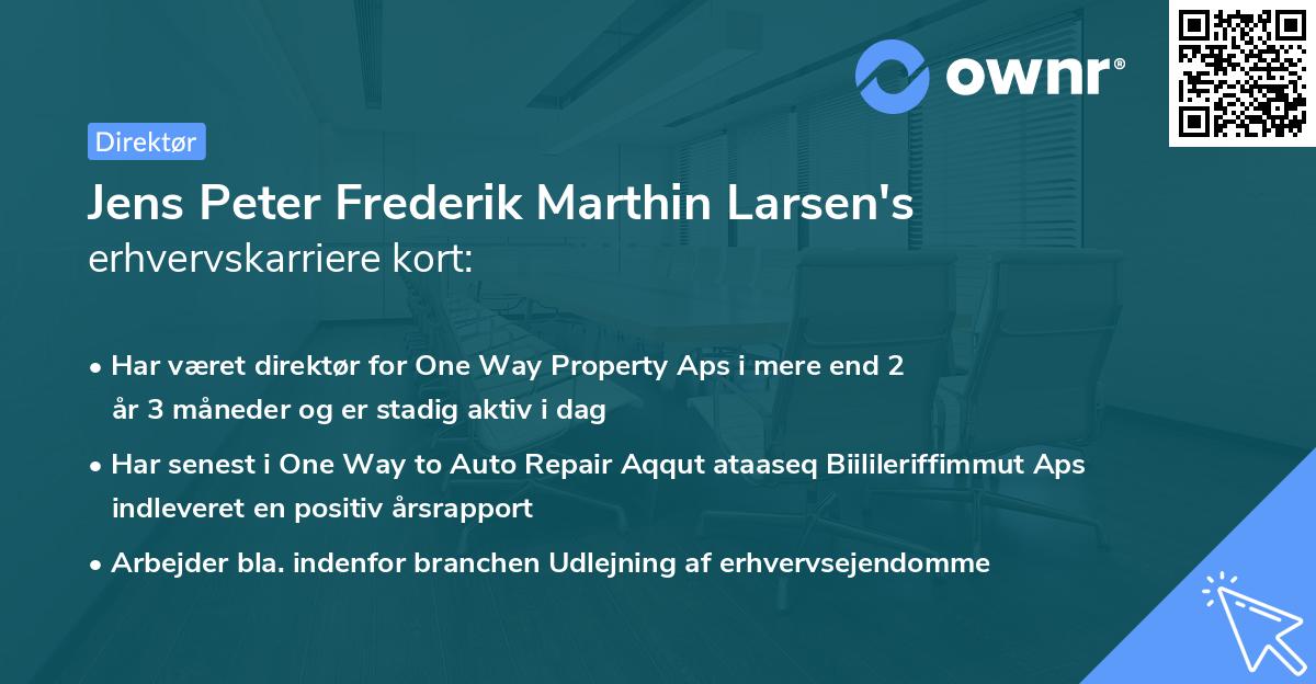 Jens Peter Frederik Marthin Larsen's erhvervskarriere kort