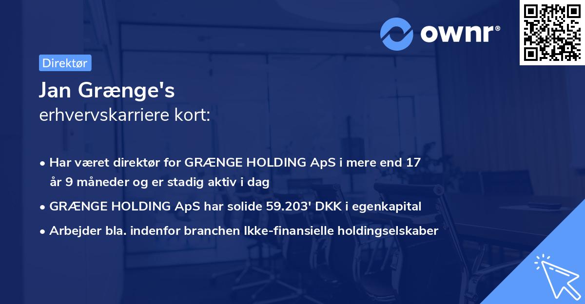 Jan Grænge's erhvervskarriere kort