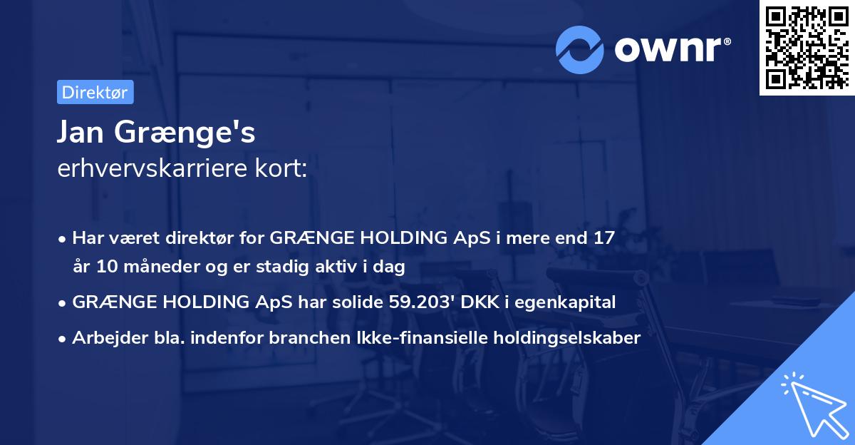 Jan Grænge's erhvervskarriere kort