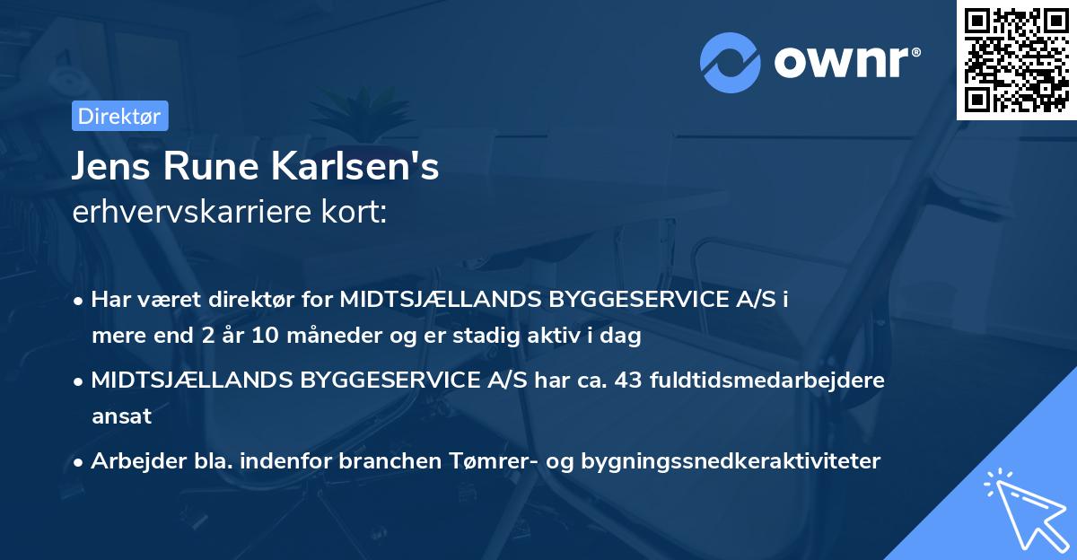 Jens Rune Karlsen's erhvervskarriere kort