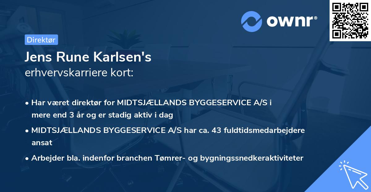 Jens Rune Karlsen's erhvervskarriere kort