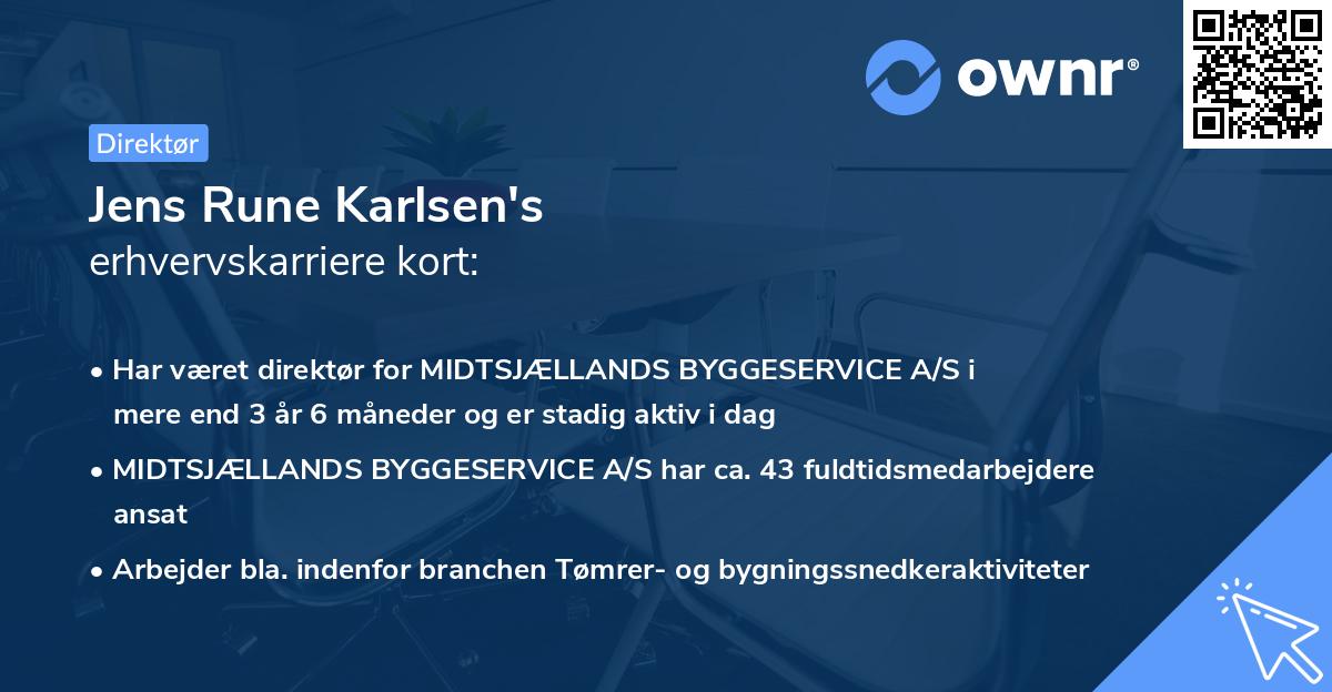 Jens Rune Karlsen's erhvervskarriere kort