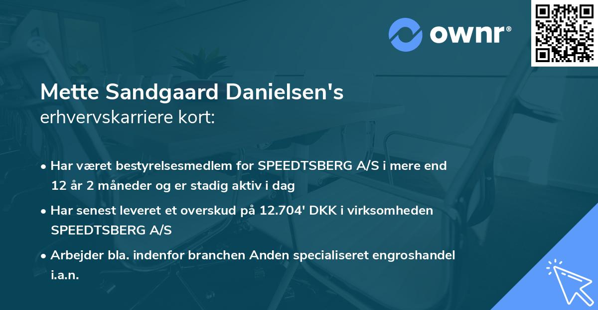 Mette Sandgaard Danielsen's erhvervskarriere kort