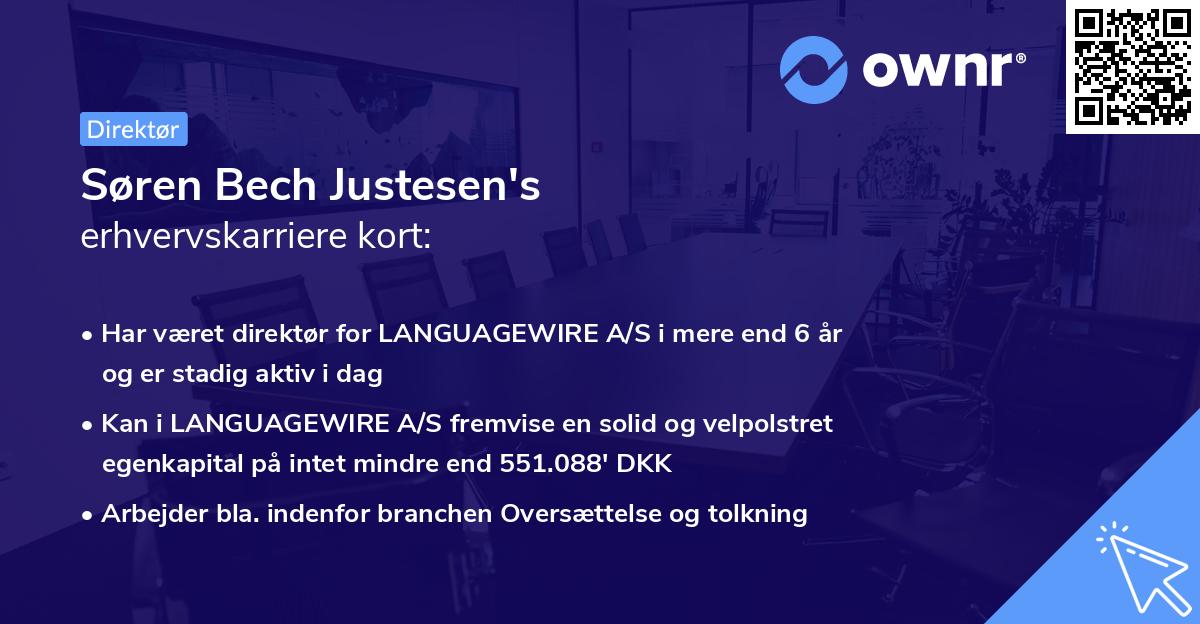 Søren Bech Justesen's erhvervskarriere kort