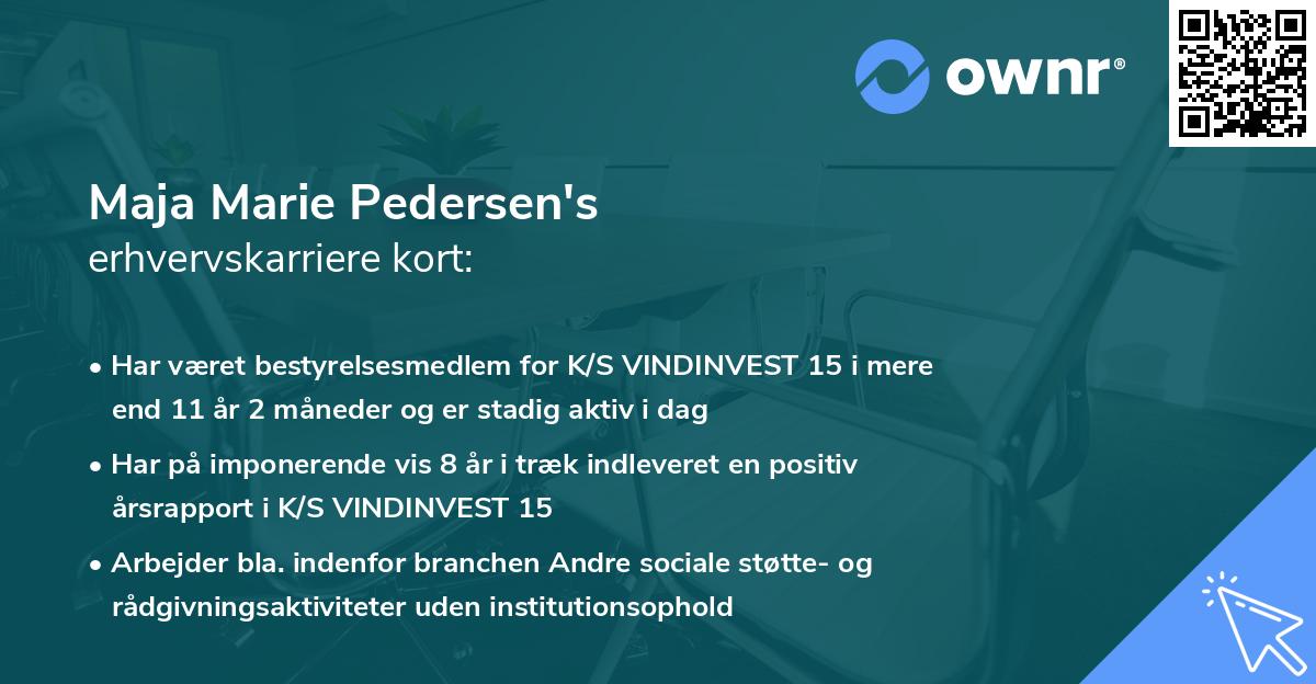 Maja Marie Pedersen's erhvervskarriere kort