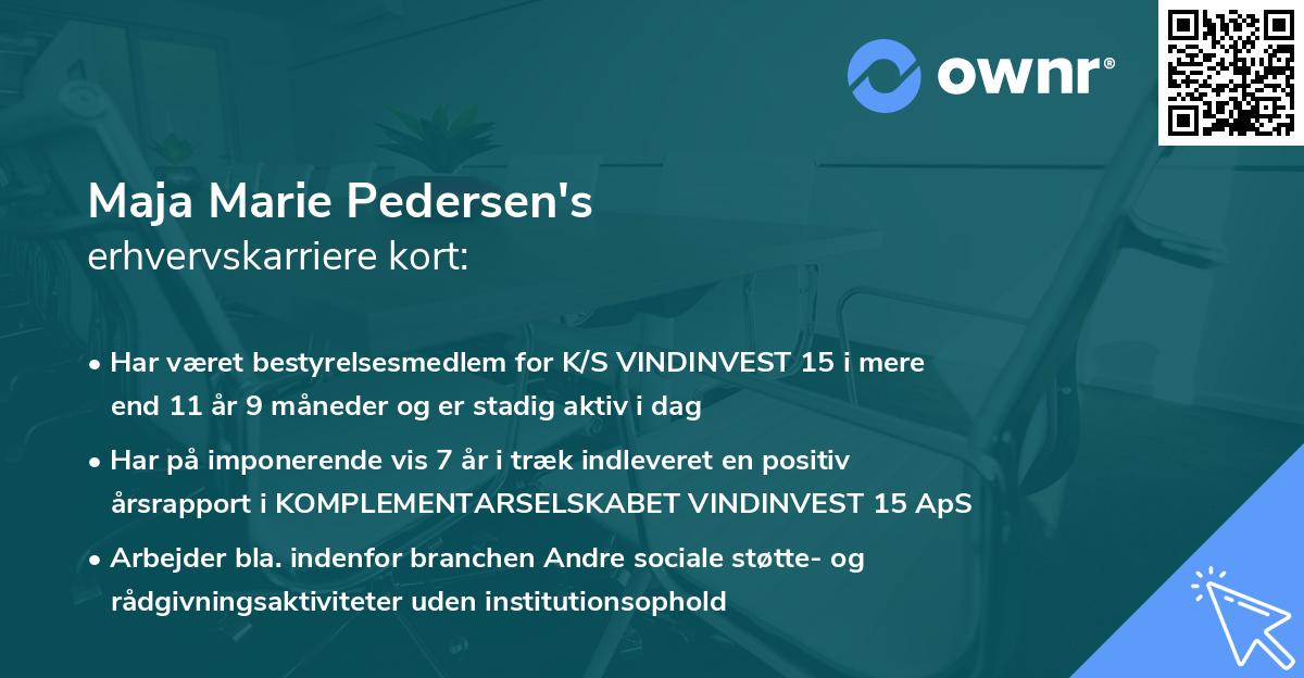 Maja Marie Pedersen's erhvervskarriere kort