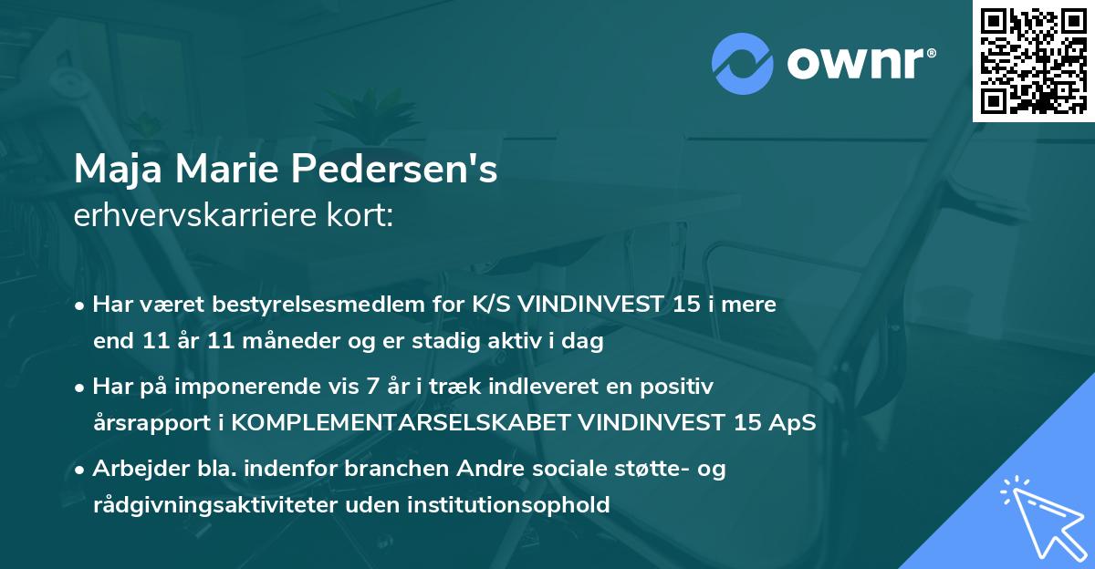 Maja Marie Pedersen's erhvervskarriere kort