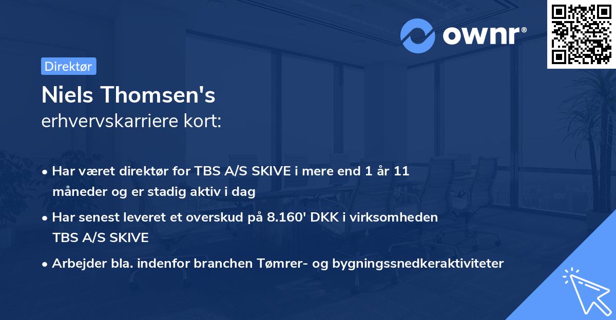 Niels Thomsen's erhvervskarriere kort