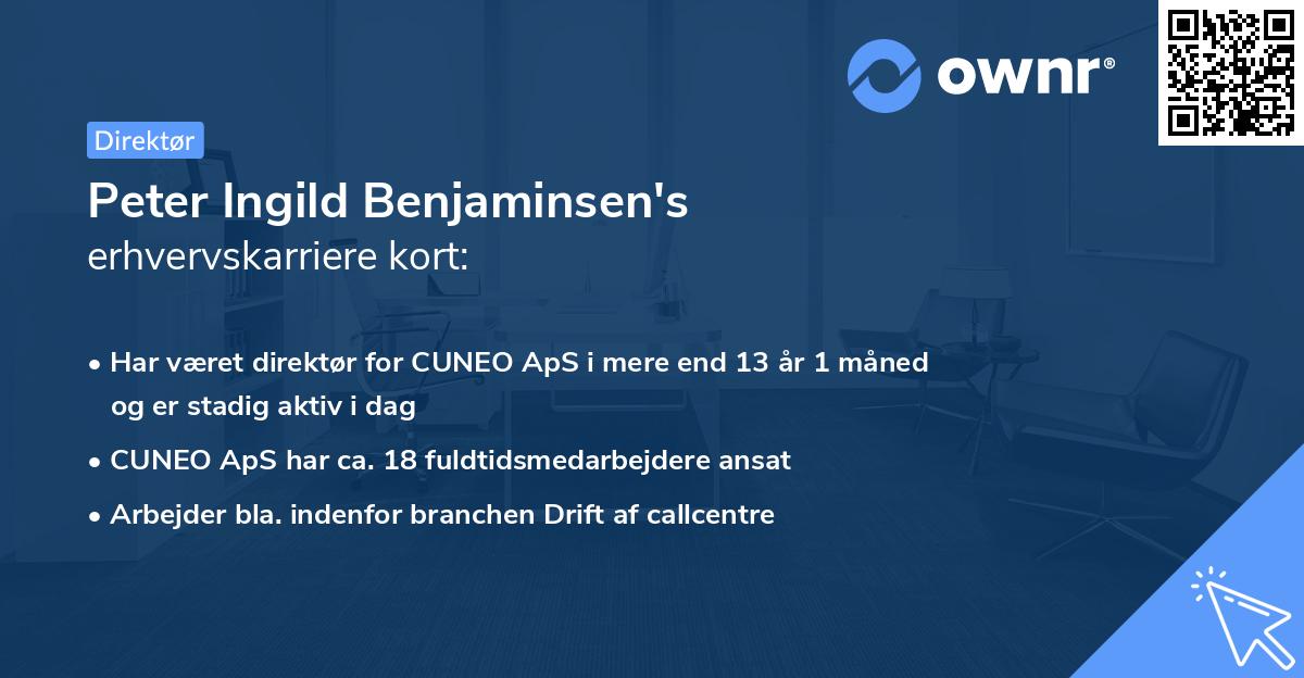 Peter Ingild Benjaminsen's erhvervskarriere kort