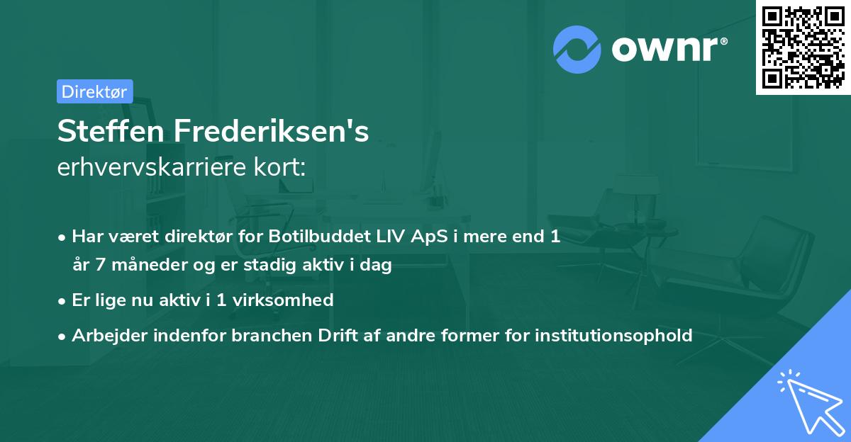 Steffen Frederiksen's erhvervskarriere kort