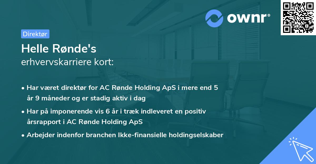 Helle Rønde's erhvervskarriere kort