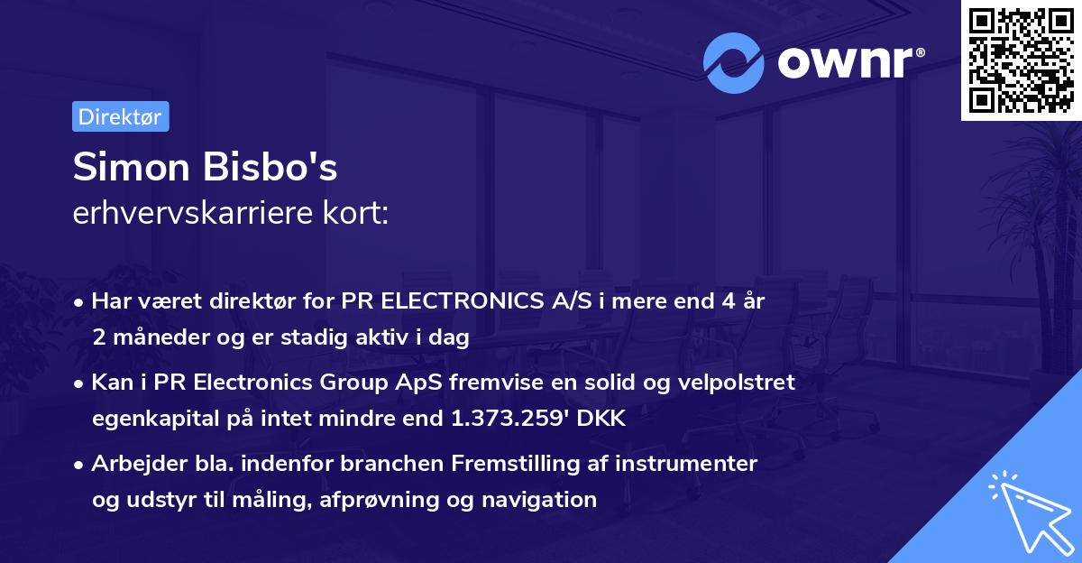 Simon Bisbo's erhvervskarriere kort