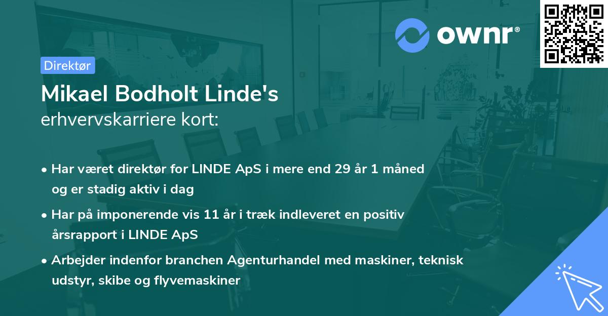 Mikael Bodholt Linde's erhvervskarriere kort