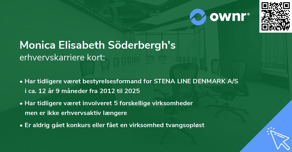 Monica Elisabeth Söderbergh's erhvervskarriere kort