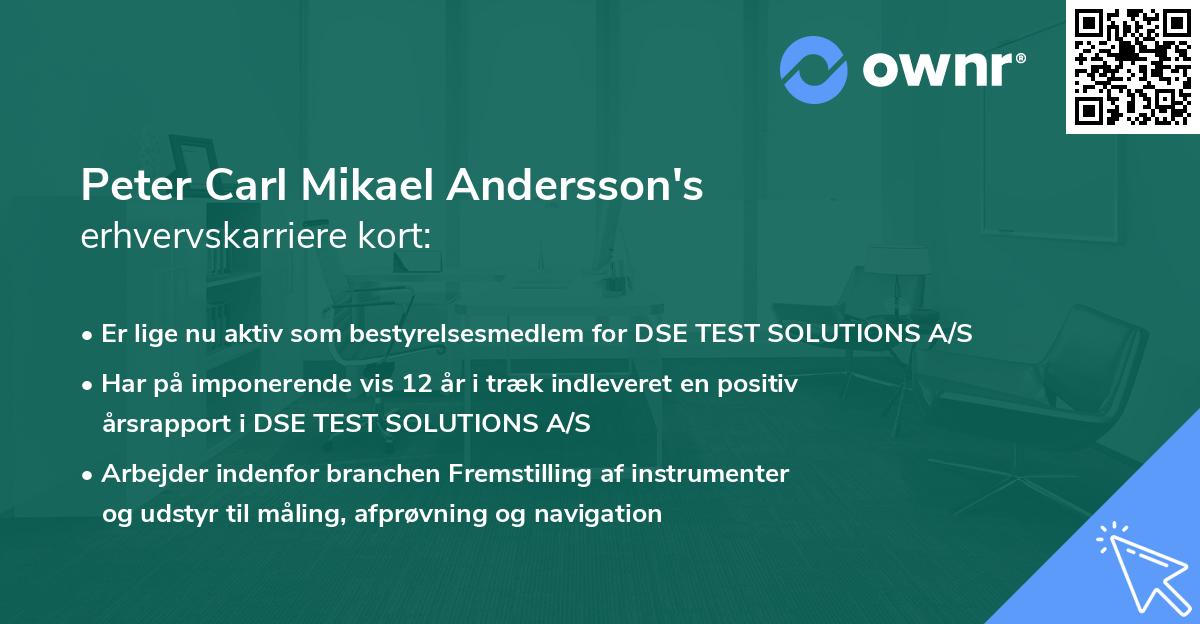 Peter Carl Mikael Andersson's erhvervskarriere kort