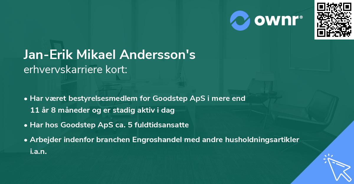 Jan-Erik Mikael Andersson's erhvervskarriere kort