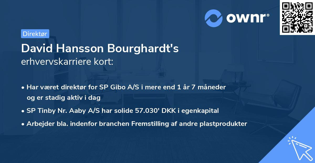 David Hansson Bourghardt's erhvervskarriere kort