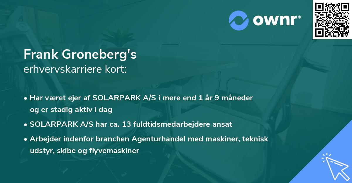 Frank Groneberg's erhvervskarriere kort