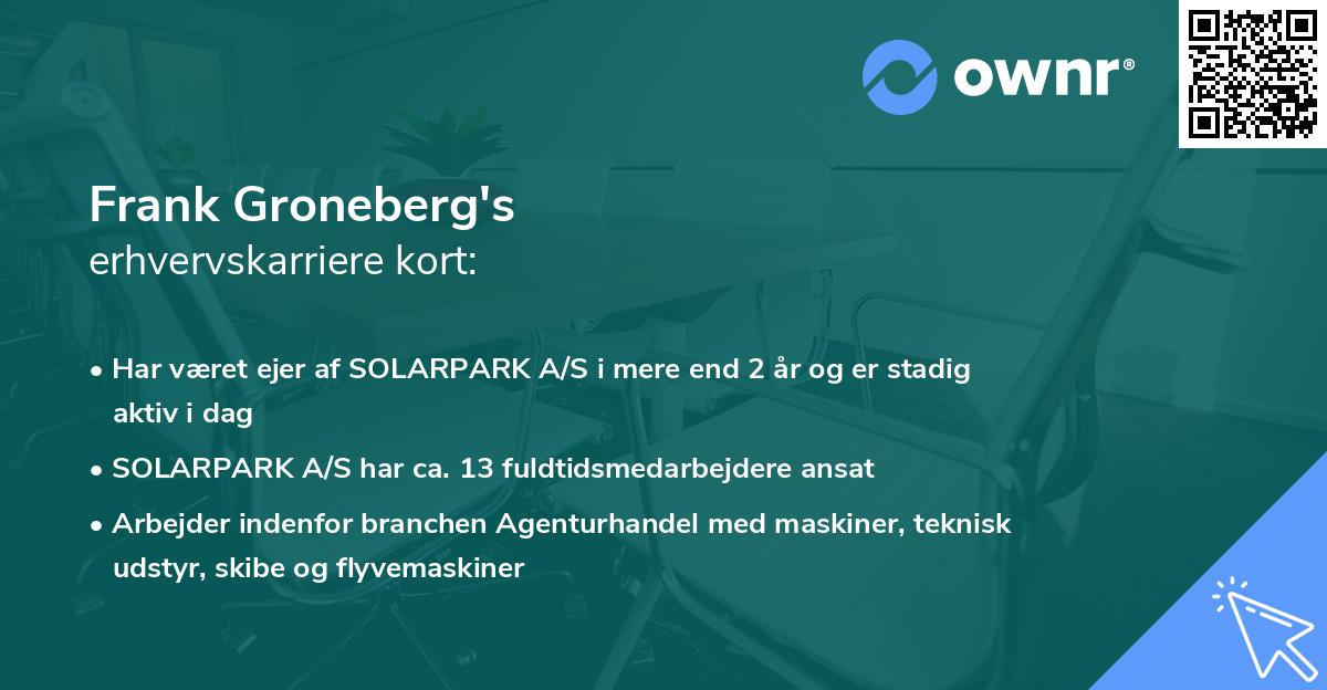 Frank Groneberg's erhvervskarriere kort