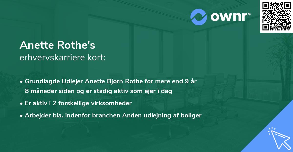 Anette Rothe's erhvervskarriere kort