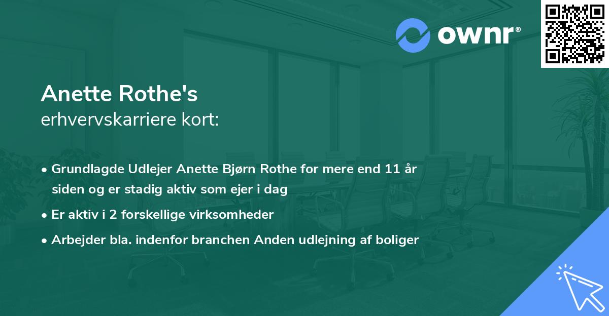 Anette Rothe's erhvervskarriere kort