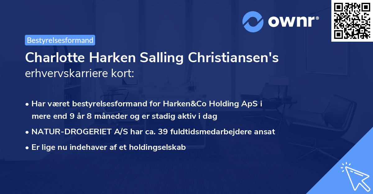 Charlotte Harken Salling Christiansen's erhvervskarriere kort