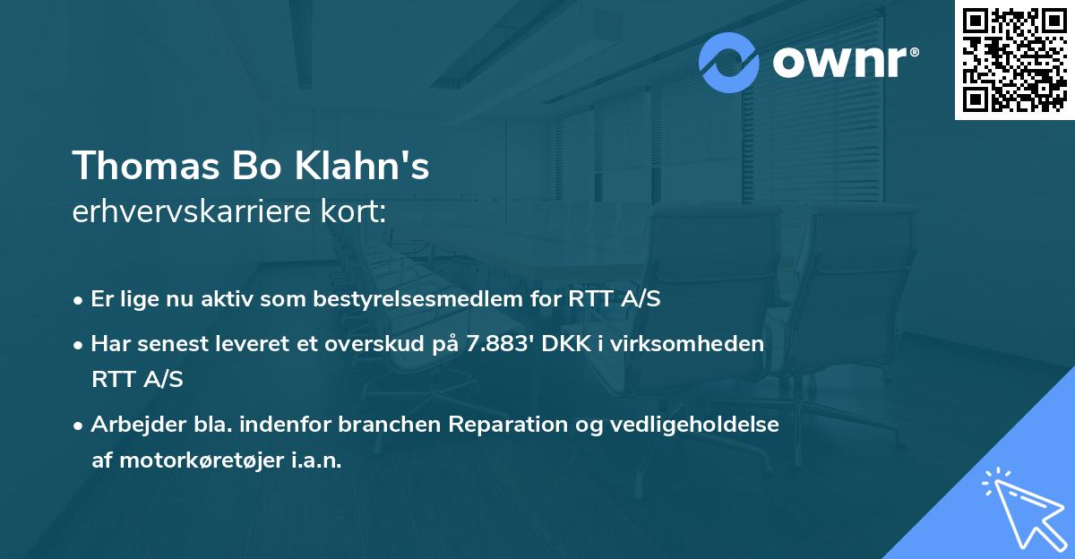 Thomas Bo Klahn's erhvervskarriere kort