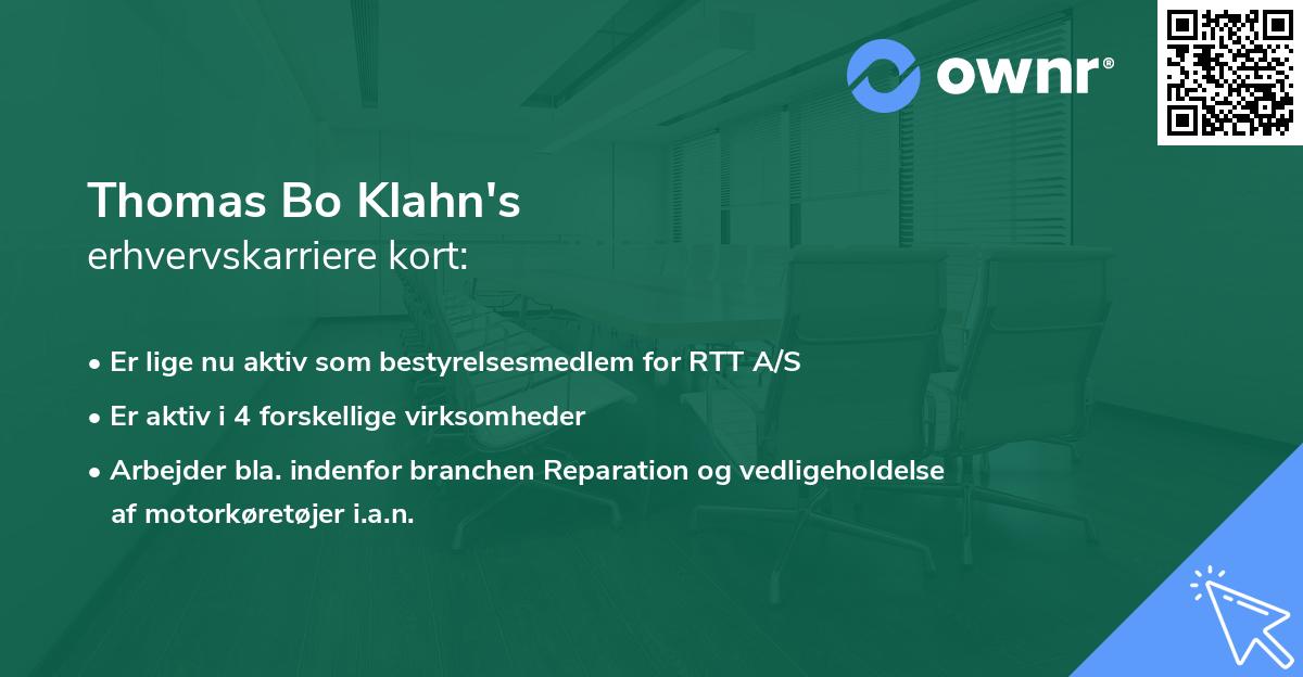 Thomas Bo Klahn's erhvervskarriere kort