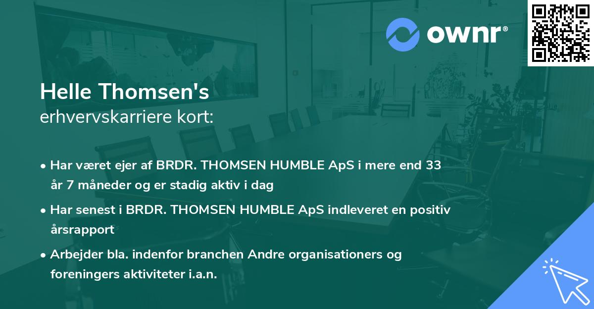 Helle Thomsen's erhvervskarriere kort