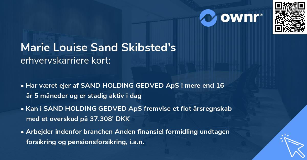 Marie Louise Sand Skibsted's erhvervskarriere kort