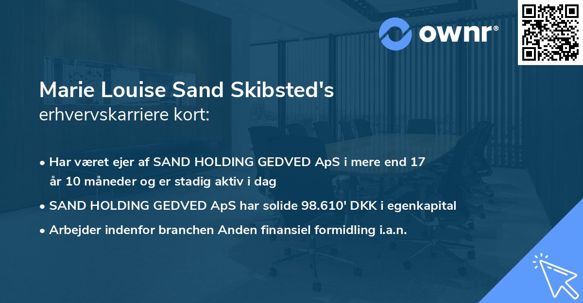 Marie Louise Sand Skibsted's erhvervskarriere kort