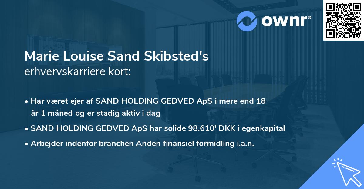 Marie Louise Sand Skibsted's erhvervskarriere kort