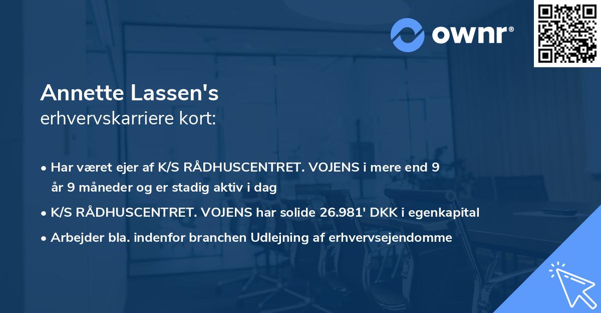 Annette Lassen's erhvervskarriere kort