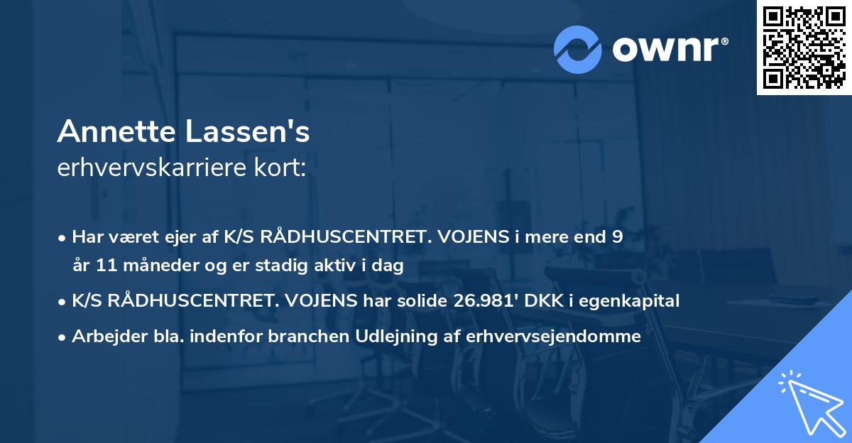 Annette Lassen's erhvervskarriere kort