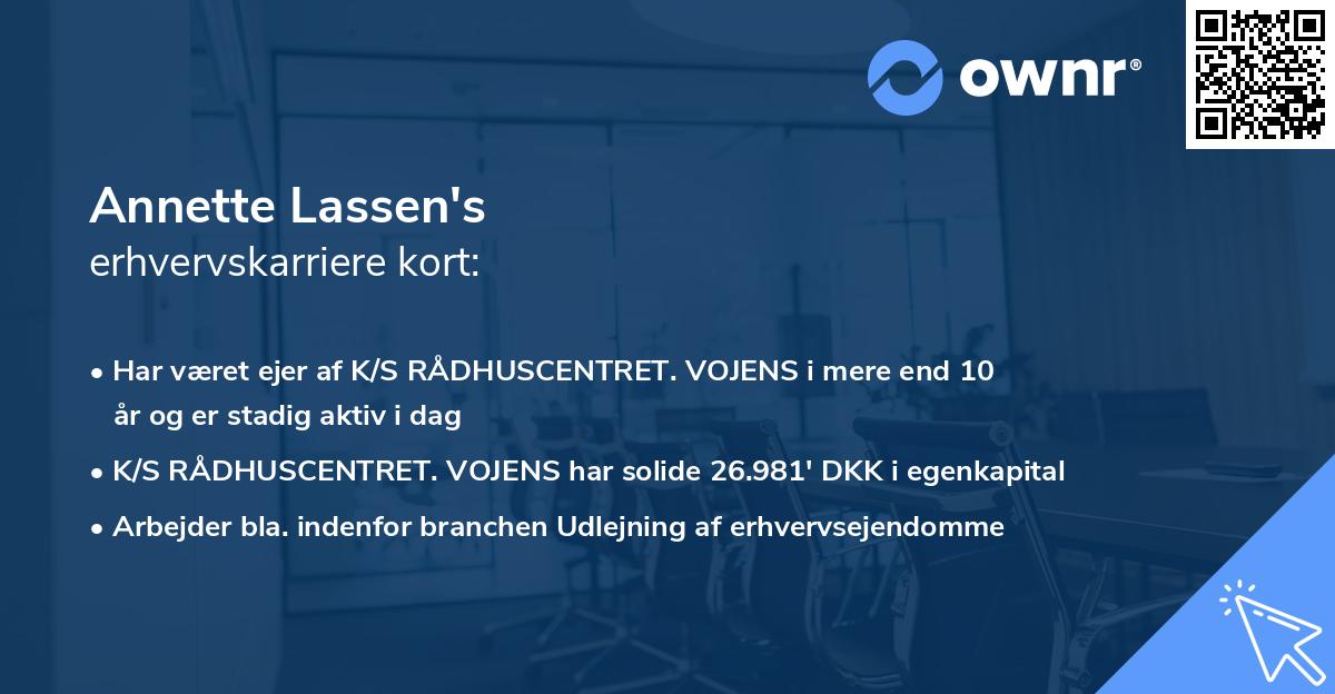 Annette Lassen's erhvervskarriere kort