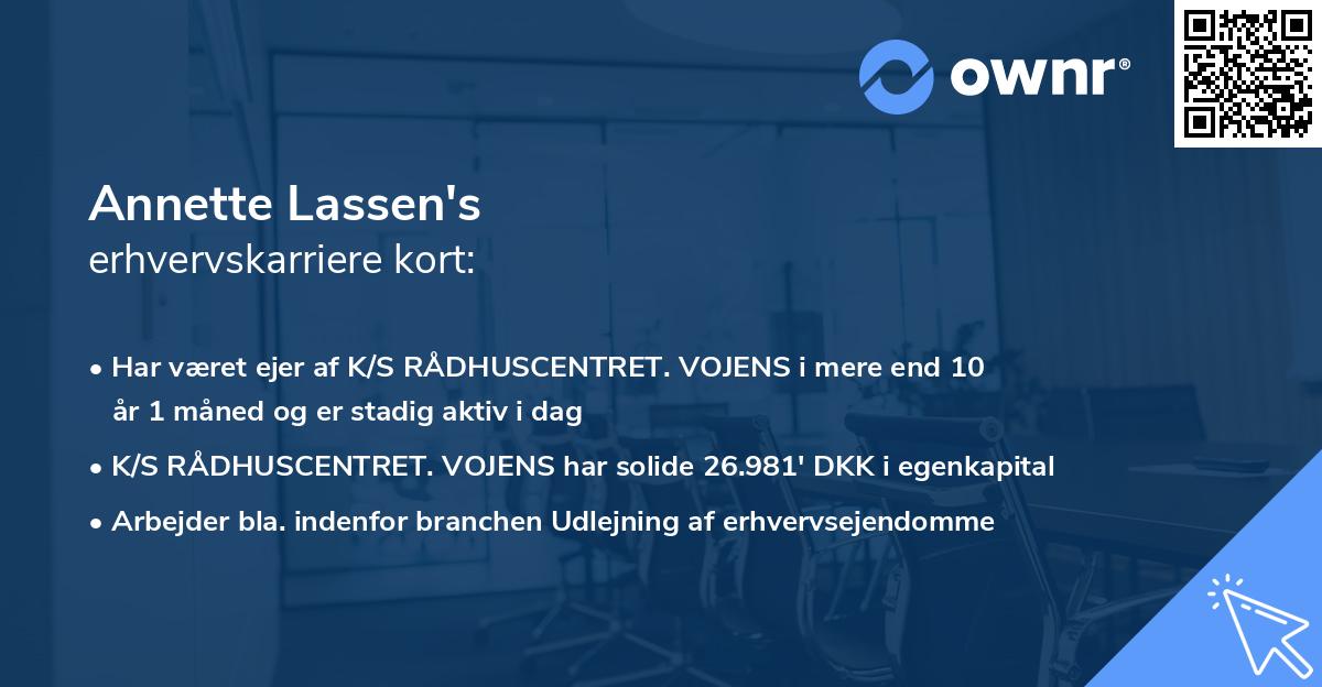 Annette Lassen's erhvervskarriere kort