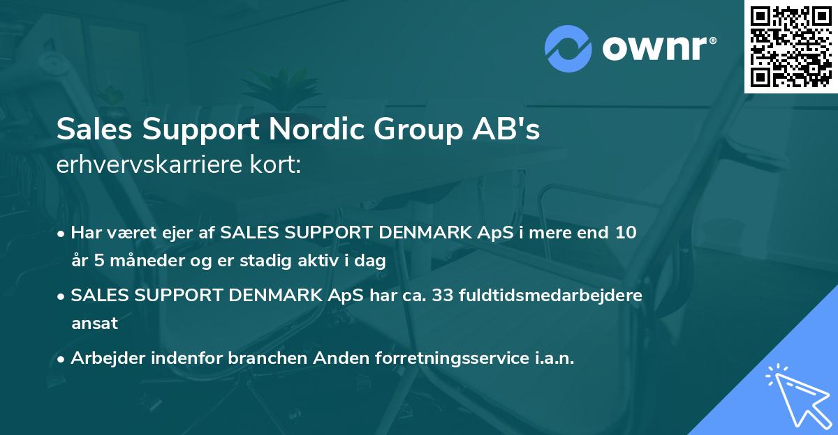 Sales Support Nordic Group AB's erhvervskarriere kort