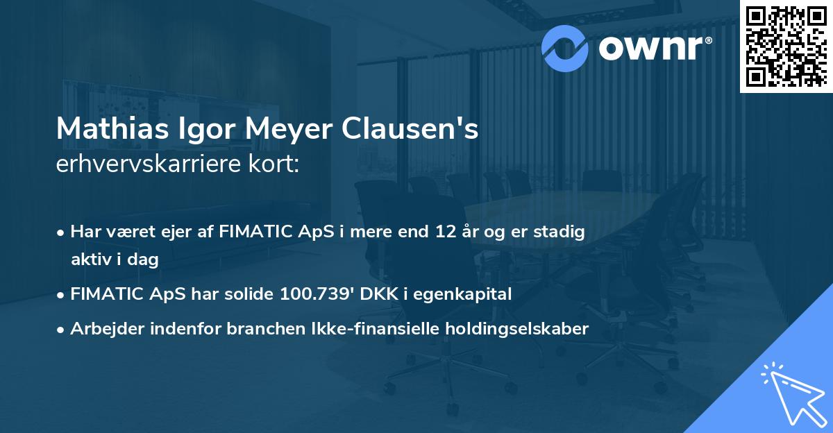 Mathias Igor Meyer Clausen's erhvervskarriere kort