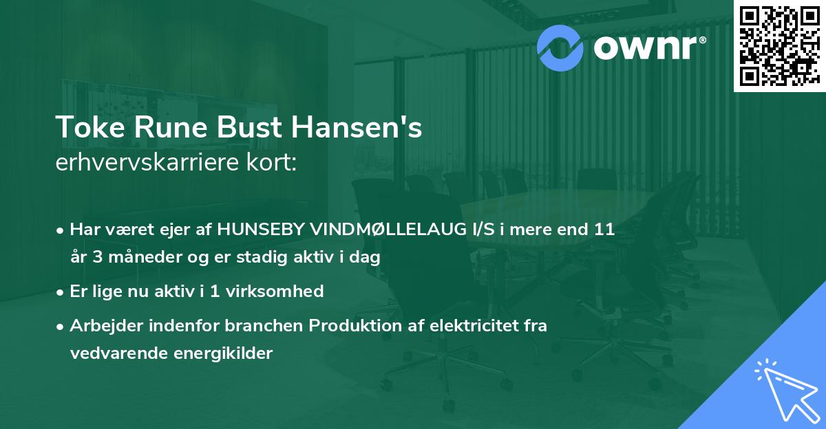 Toke Rune Bust Hansen's erhvervskarriere kort